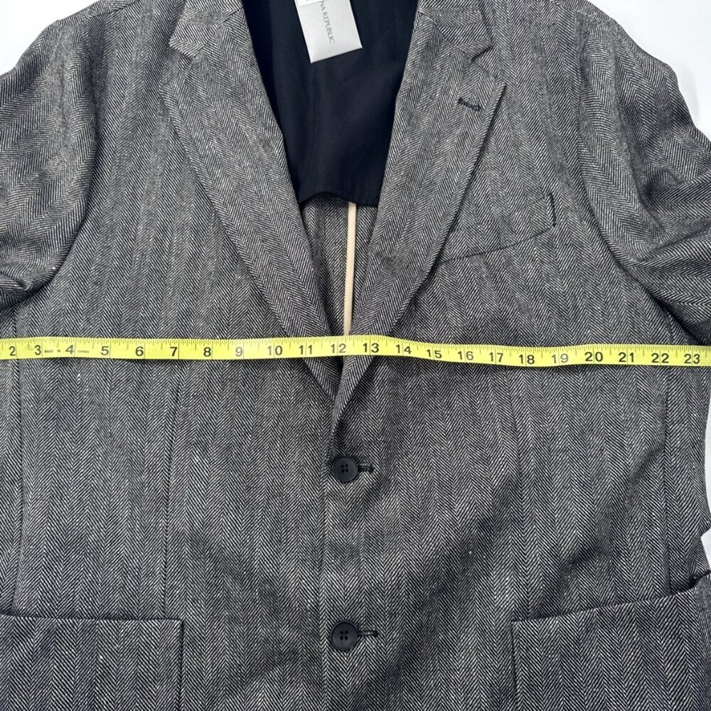 Banana Republic Wool Linen Blazer Mens 46 Tailored Slim Gray Suit Coat $400 NEW - Picture 12 of 14
